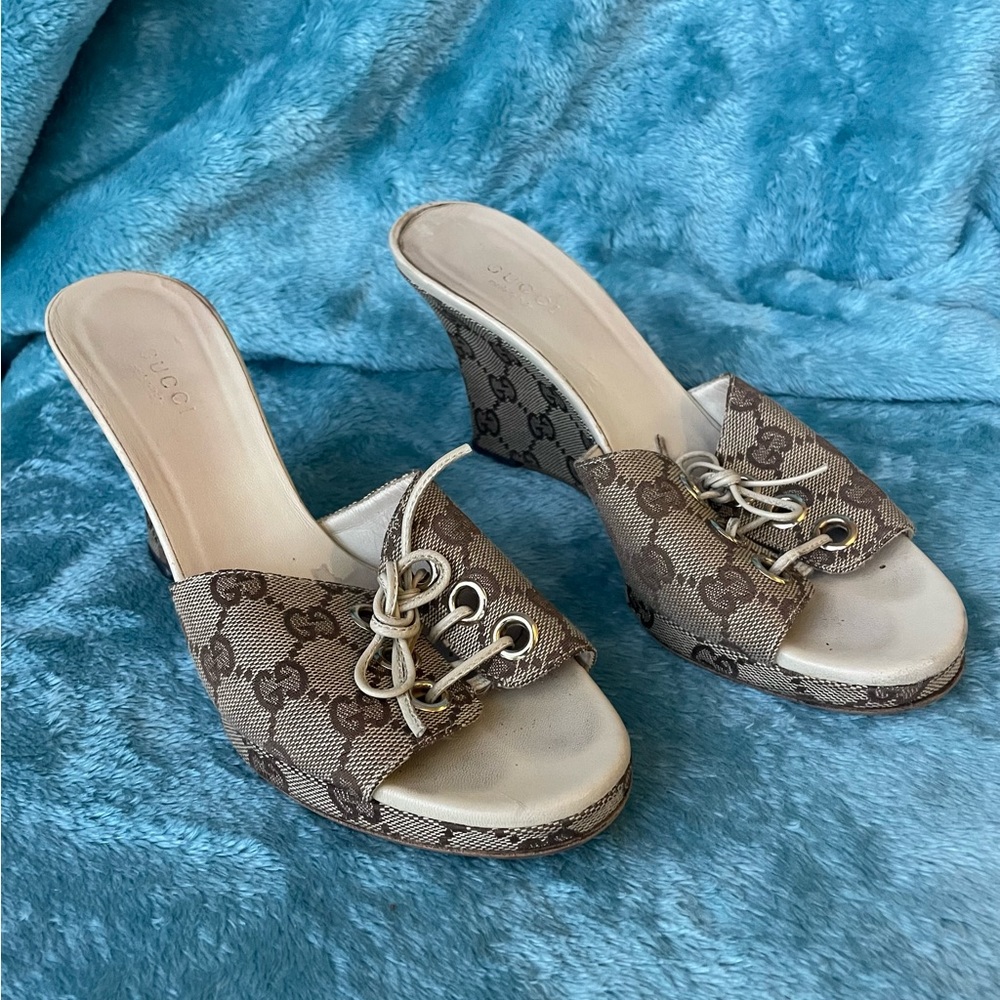 Gucci monogram wedges